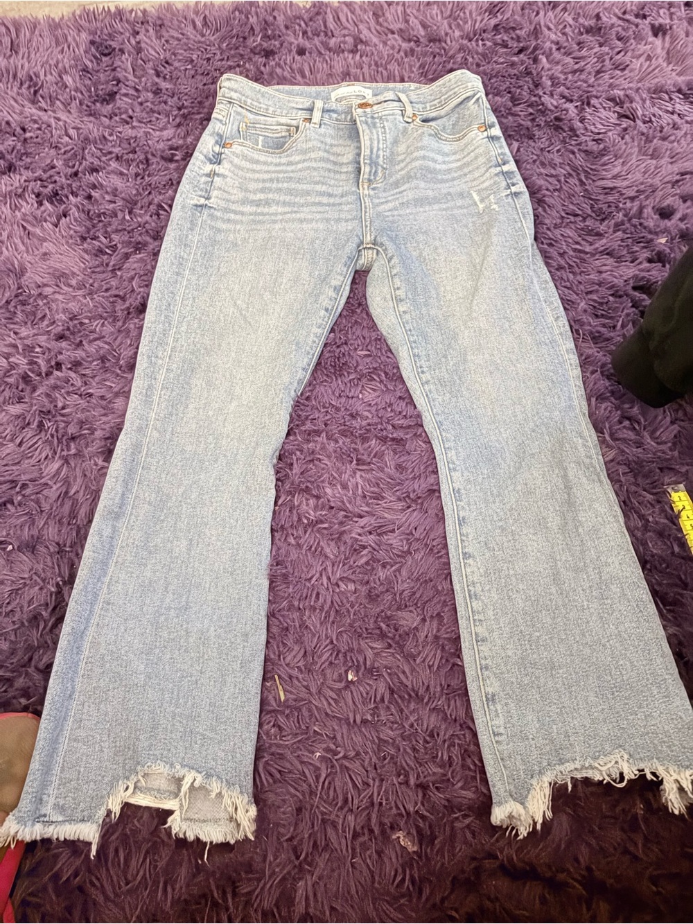 LOFT Light Blue Frayed Hem Wide-Leg Jeans